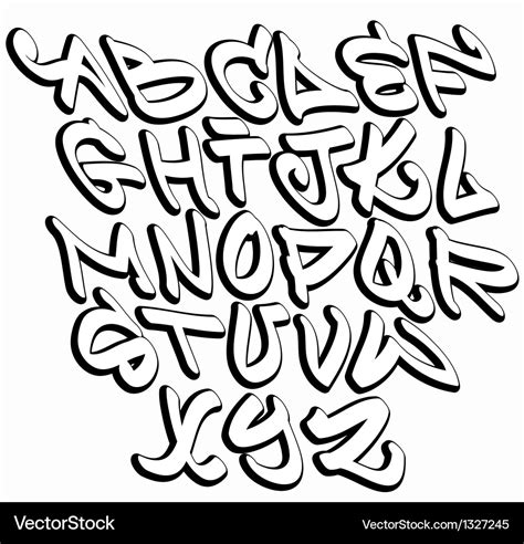 Graffiti font alphabet letters Royalty Free Vector Image