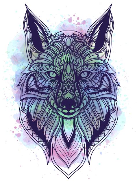 Premium Vector | Watercolor and line art fox vector illustration