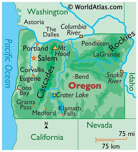 Oregon Maps & Facts | Oregon map, Map, State of oregon