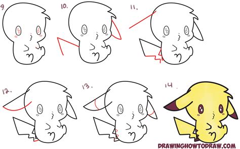 Learn How to Draw an Adorable Pikachu (Kawaii / Chibi) Easy Step by ...