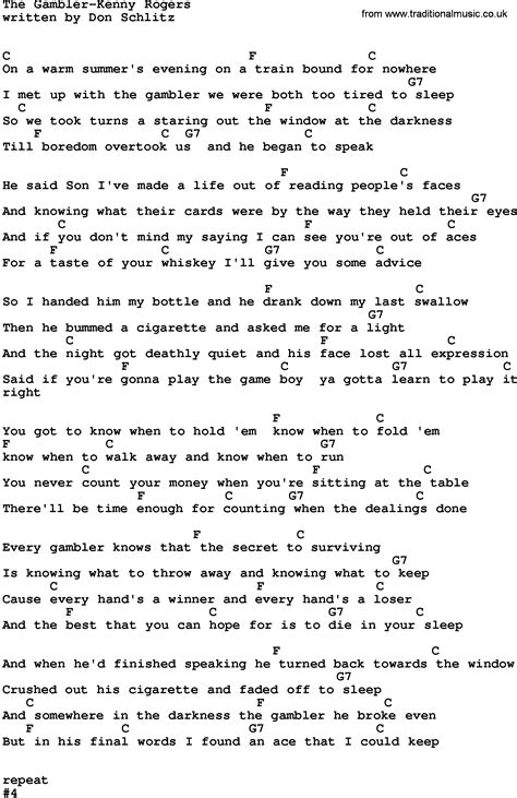 Country Music:The Gambler-Kenny Rogers Lyrics and Chords