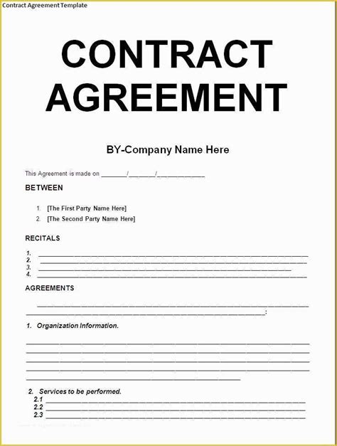 Contractor Service Agreement Template Free Of Simple Template Example ...