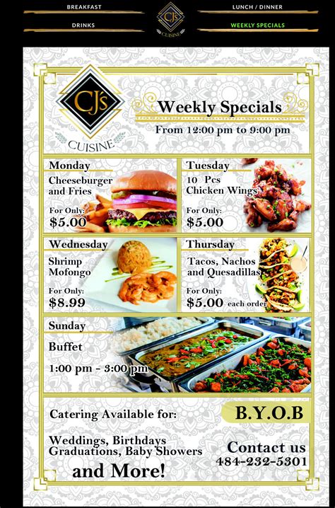 CJ's CUISINE menu in Emmaus, Pennsylvania, USA