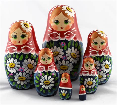 Colorful Babushka Matryoshka Traditional Dolls With Wildflowers ...