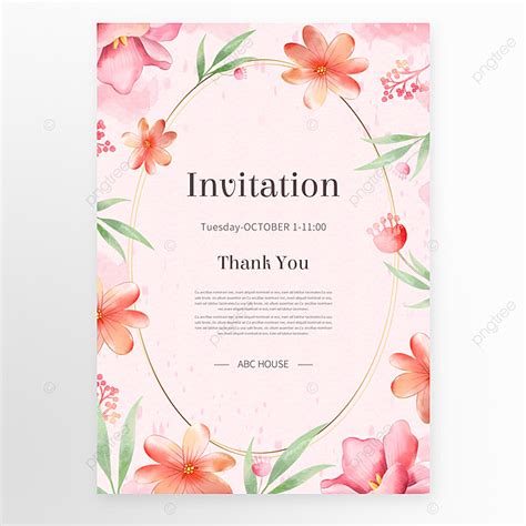 Romantic Pink Invitation Letter With Flower Border Template Download on ...