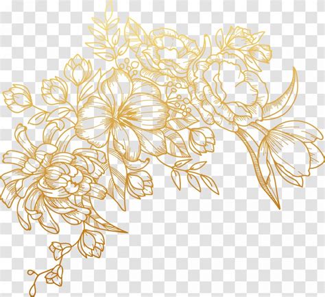 Euclidean Vector Flower - Petal - Painted Golden Flowers Transparent PNG