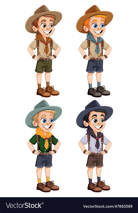 Scout boy cartoon character Royalty Free Vector Image