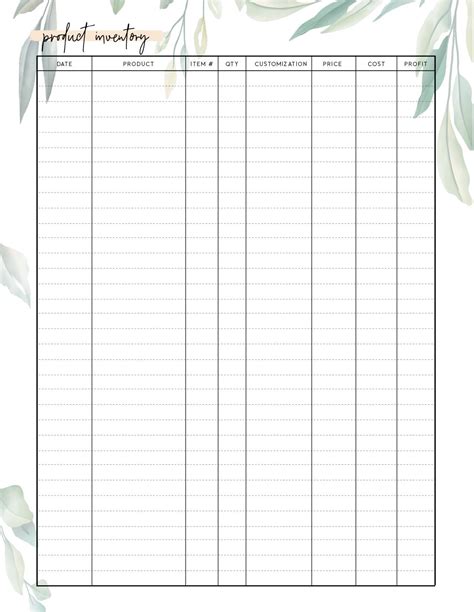 FREE Printable Stock Taking Sheet - World of Printables | Business ...