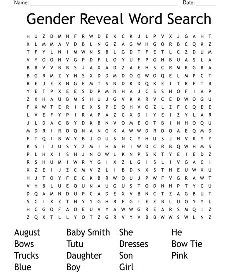 Gender Reveal Word Search - WordMint