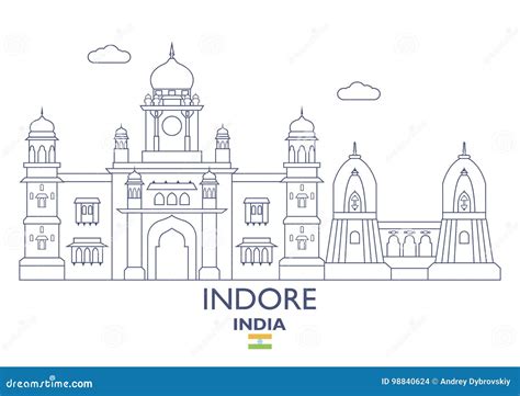 Indore City Skyline, India stock vector. Illustration of city - 98840624