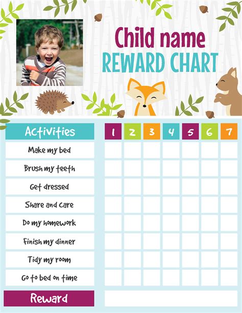 Personalized Reward Chart for Kids Printable Reward Chart Reward Chart ...