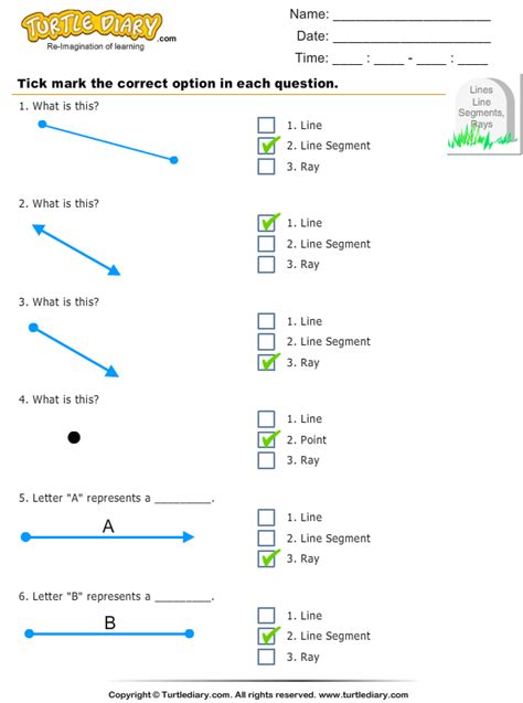 Line Line Segment Ray Worksheet