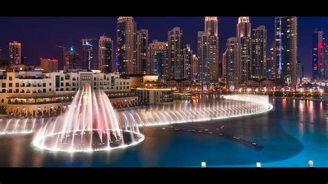 The Dubai Fountain Night View - Burj Khalifa Fountain Show - YouTube