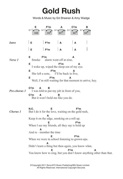 Gold Rush by Ed Sheeran Sheet Music for Guitar Chords/Lyrics at Sheet ...