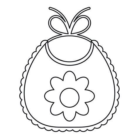 Baby bib with flower icon, outline style 14649360 Vector Art at Vecteezy