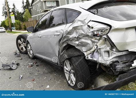 Car Hit from Behind with Extensive Damage Editorial Photo - Image of ...