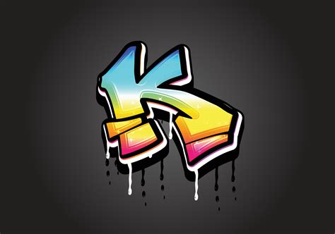 K letter 3D Graffiti Dripping alphabet font vector 11974546 Vector Art ...