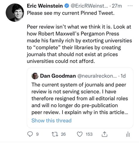 Eric Weinstein on Twitter: "Academics have to be quite sensitive. Even ...