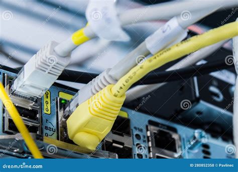 Ethernet Cables Connected To Switch Stock Photo - Image of industry ...