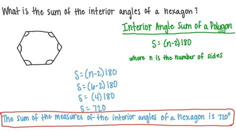 Question Video: Finding the Sum of the Interior Angles of a Hexagon | Nagwa