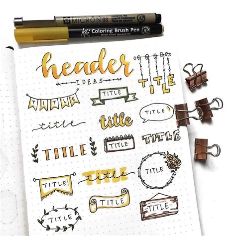 Bullet Journal Header Ideas & Doodle Banners - AnjaHome