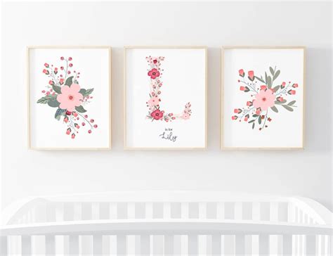 Nursery Prints, Floral Nursery Prints, Custom Girls Nursery Print ...