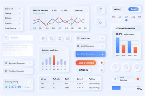 User interface elements for data analysis app neumorphic design UI ...