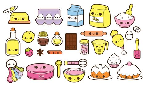 Kawaii baking clipart, kawaii cooking clipart, kawaii groceries clip ...