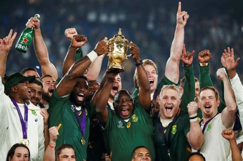 Springboks Celebrate Win Against England in the Rugby World Cup