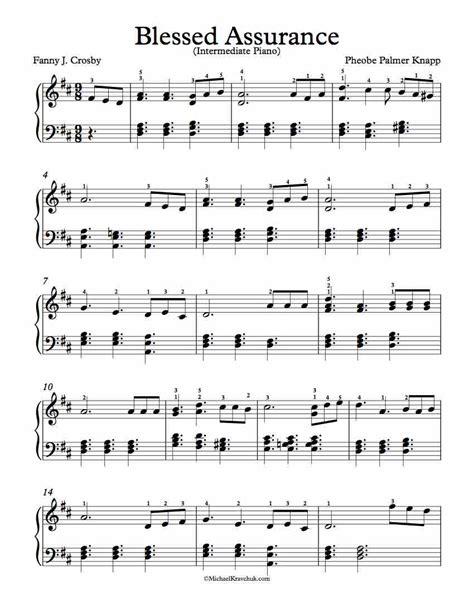 Free Piano Arrangement Sheet Music – Blessed Assurance – Michael Kravchuk