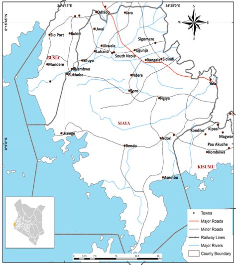 Map showing Siaya County (Source: GoK Maps, 2012) | Download Scientific ...