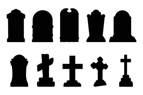 Set of tombstone silhouettes isolated on white background 30714026 ...