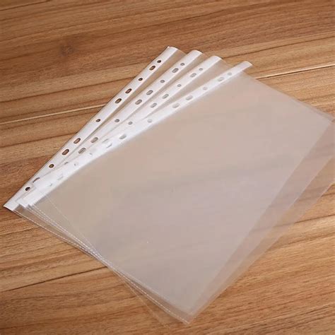 Adeeing 100pcs A4 Transparent 11 Hole Paper Cover Loose Leaf Protect ...