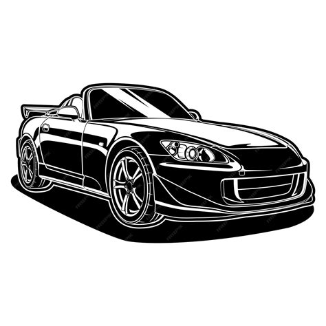 Premium Vector | Black and white car vector illustration for conceptual ...