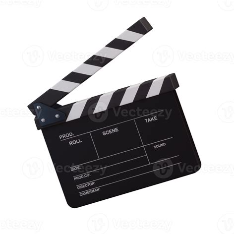 Realistic open movie clapper open isolated on transparent background ...