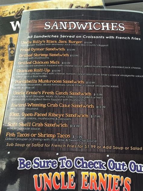 Menu at Uncle Ernies pub & bar, Panama City