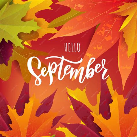 Premium Vector | September text with bright autumn leaves. concept for ...