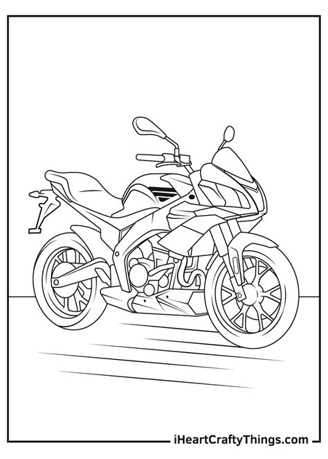 Adult Motorcycle Vector Illustration Coloring Page Line Black Contour ...