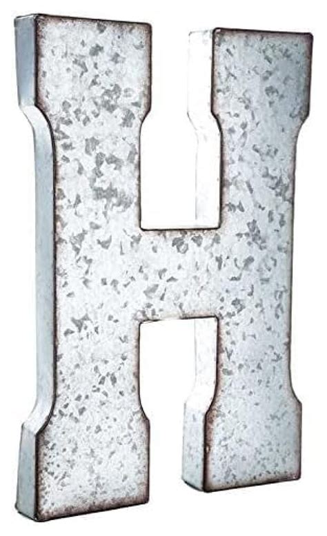 20" Metal Letter "H" Wall Decor, Silver with Rusted Edges, Galvanized ...