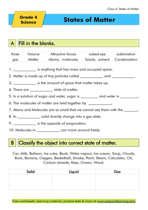 States of Matter: Solids, Liquids & Gas Worksheets | Made By Teachers ...