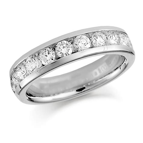 Platinum 0.75ct Round Brilliant Cut Channel Set Half Eternity Ring ...