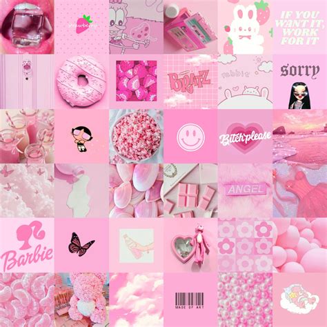 60 DIGITAL Pink Aesthetic Collage Kit Pink Photo Wallpaper - Etsy UK