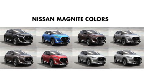 Nissan Magnite Colors: Red, Brown, Silver, White, Blue, Black - GaadiKey