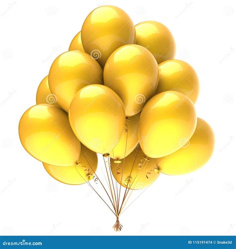 Balloon Bunch Yellow Happy Birthday Party Decoration Glossy Stock ...