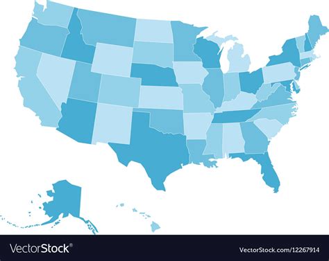 Blank map of usa in four shades of blue Royalty Free Vector