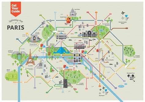 Sightseeing Map of Paris Attractions | GetYourGuide.com | Paris ...