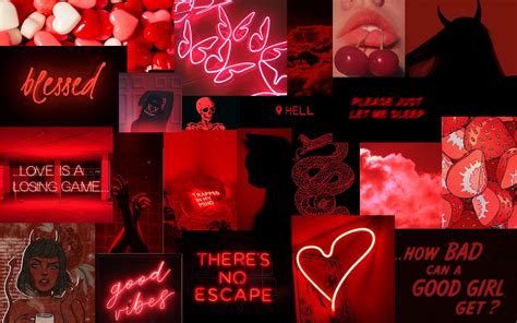 Dark Red Aesthetic Collage Wallpaper Laptop - Dream-to-Meet