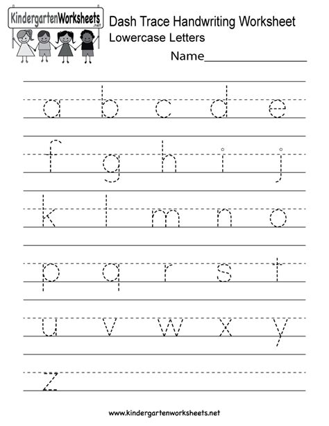 Kindergarten Dash Trace Handwriting Worksheet Printable | Handwriting ...