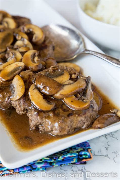 Hamburger Steaks with Mushroom Gravy - Dinners, Dishes, and Desserts