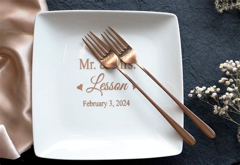 Personalized Cake Plate and Forks Set Dessert Fork Set Wedding Cake ...